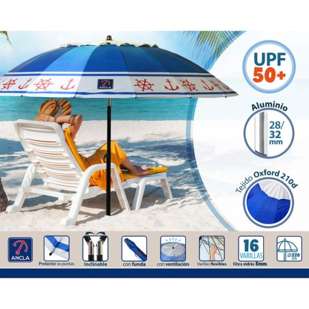 Ombrellone Azzurro Ø 220 cm SPF50+ Ancora