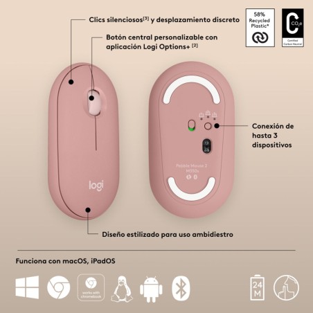 Mouse Bluetooth Wireless Logitech 910-007014 Bianco 4000 dpi