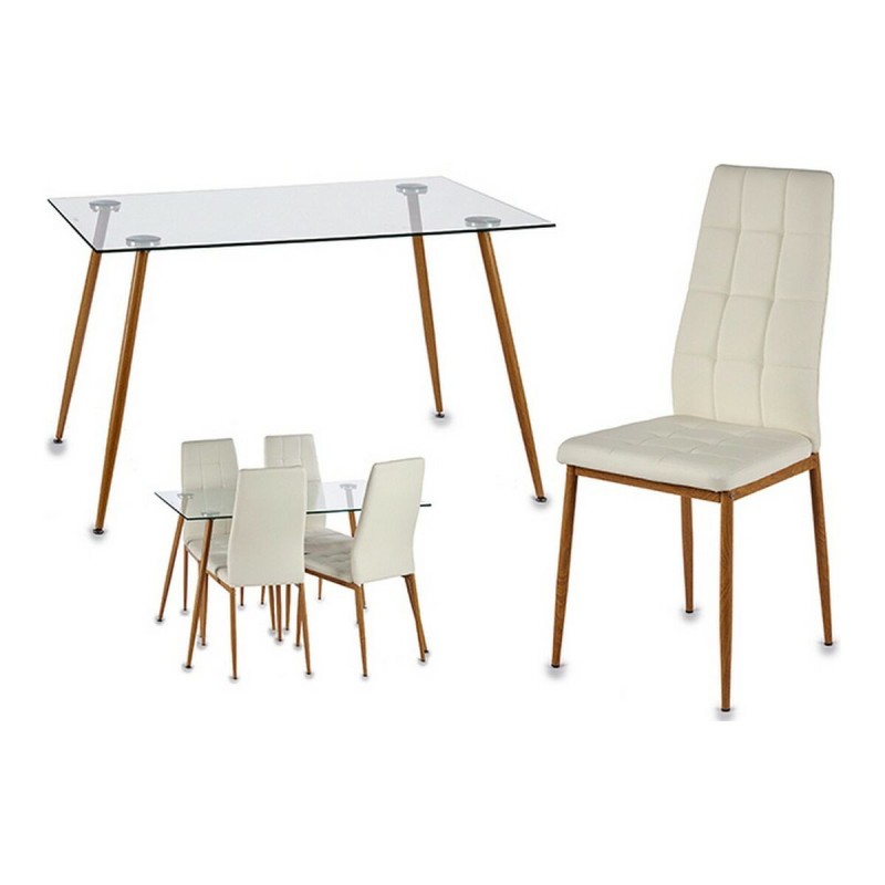 Tavolo con 4 sedie Gift Decor 3 Davi 70 x 75 x 120 cm Metallo Cristallo Tavolo con 4 sedie Gift Decor 3 Davi 70 x 75 x 120 cm Metallo Cristallo