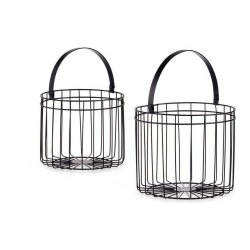 Set di Cestini Gift Decor JY19149BK Nero Metallo 25 x 35 x 25 cm Cilindrica
