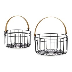 Set di Cestini Gift Decor JY19150GB Nero Dorato Metallo 25 x 27 x 25 cm