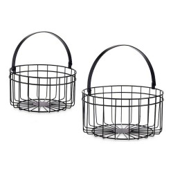 Set di Cestini Gift Decor JY19150BK Nero Metallo 25 x 27 x 25 cm