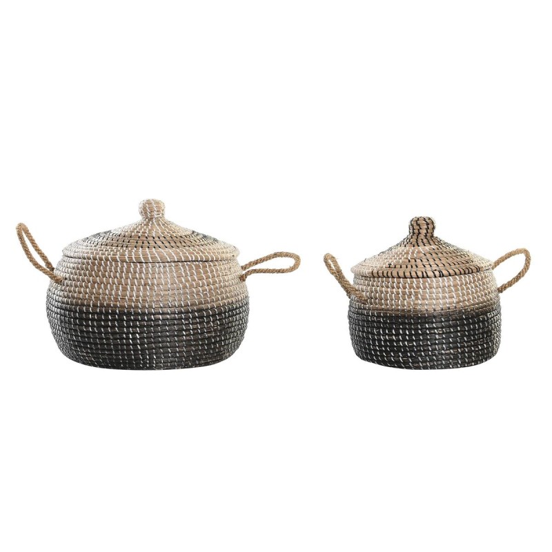 Set di Cestini DKD Home Decor Grigio Naturale Bicolore Erba di mare Boho 41 x 41 x 33 cm (2 Unità) Set di Cestini DKD Home Decor Grigio Naturale Bicolore Erba di mare Boho 41 x 41 x 33 cm (2 Unità)
