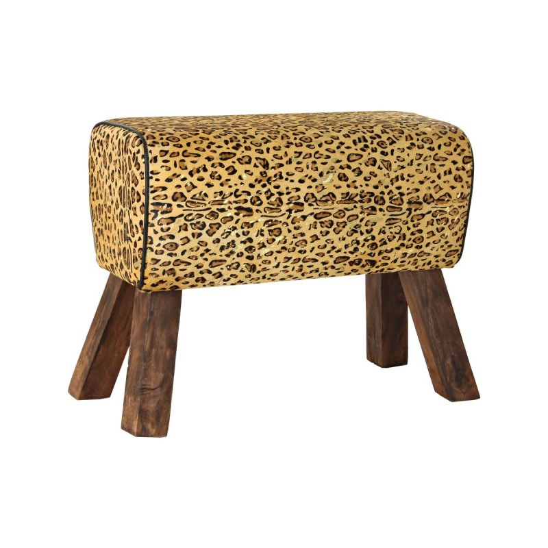 Poggiapiedi DKD Home Decor Nero Legno Marrone Pelle Leopardo (67 x 30 x 51 cm) Poggiapiedi DKD Home Decor Nero Legno Marrone Pelle Leopardo (67 x 30 x 51 cm)