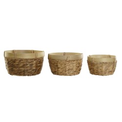 Set di Cestini DKD Home Decor Marrone Naturale Bambù Juncus Tropicale 40 x 40 x 23 cm 3 Pezzi