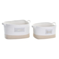 Set di Cestini DKD Home Decor Bianco Crema 43 x 30 x 23 cm 2 Pezzi