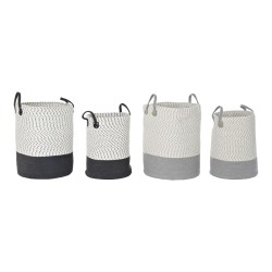 Set di Cestini DKD Home Decor Bianco Grigio Grigio chiaro (2 Pezzi) (2 Unità)