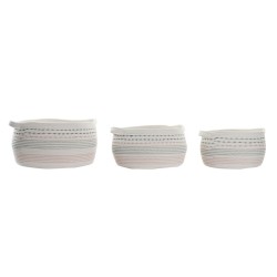 Set di Cestini DKD Home Decor Bianco Nero Arancio 52 x 43 x 25 cm 3 Pezzi