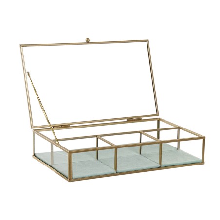 Scatola-Portagioie DKD Home Decor Cristallo Metallo Verde Grigio chiaro (27 x 15 x 5,5 cm) (2 Unità)