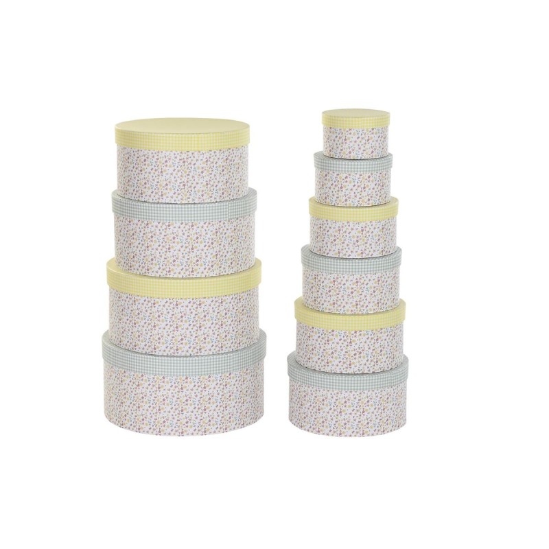 Set di Scatole per Sistemare Impilabili DKD Home Decor Verde Giallo Multicolore Cartone (37,5 x 37,5 x 18 cm) Set di Scatole per Sistemare Impilabili DKD Home Decor Verde Giallo Multicolore Cartone (37,5 x 37,5 x 18 cm)