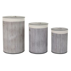 Set di Cesti DKD Home Decor Beige Grigio Bambù 38 x 38 x 60 cm 3 Pezzi