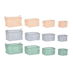 Set di Cestini DKD Home Decor Verde Grigio Arancio Tela Moderno 39 x 27 x 24 cm (3 Unità)