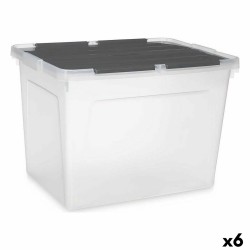 Scatola portaoggetti con coperchio Kipit 87953 Trasparente Antracite Plastica 48 L (6 Unità)
