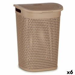 Cesto per i Panni Kipit 4790-4 Beige Plastica 60 L 43,5 x 57,5 x 34 cm (6 Unità)