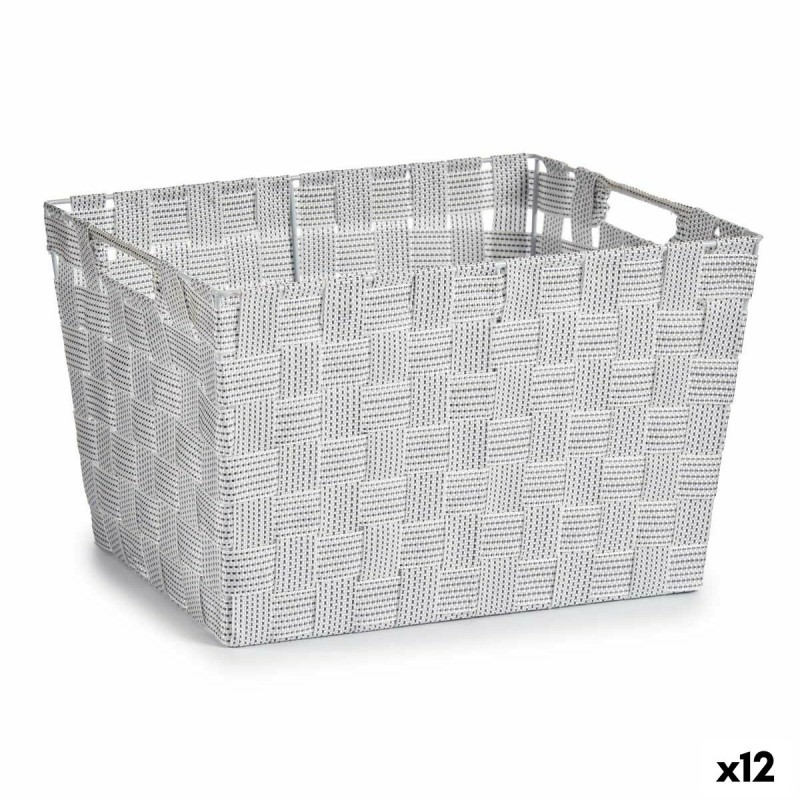 Cesto per i Panni Kipit A3-6875 A3-6875 Bianco Poliestere Stoffa Intrecciato 10 L 35 x 20 x 25 cm 25 x 20 x 35 cm (12 Unità)