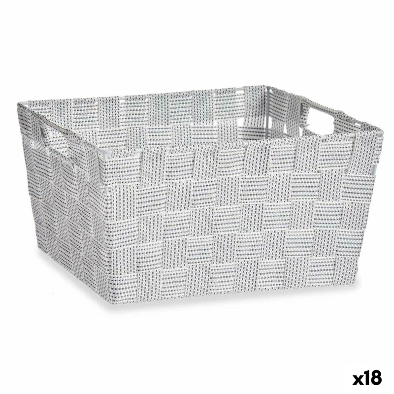 Cestino Multiuso Kipit A3-6883 A3-6883 Bianco Poliestere Stoffa Intrecciato (18 Unità)