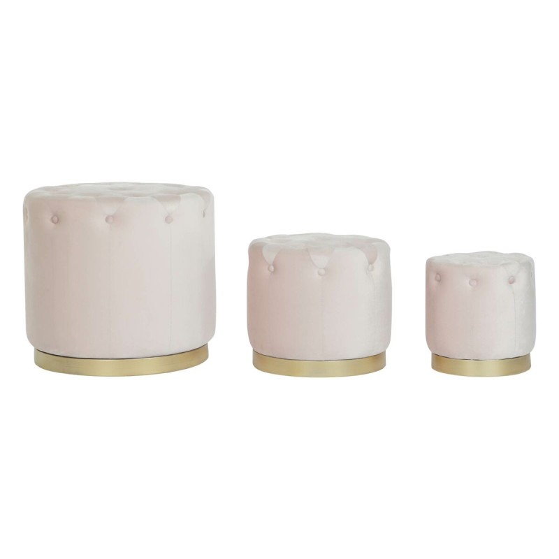 Poggiapiedi DKD Home Decor Rosa Dorato Legno MDF Velluto 60 x 60 x 54 cm (3 Unità) Poggiapiedi DKD Home Decor Rosa Dorato Legno MDF Velluto 60 x 60 x 54 cm (3 Unità)