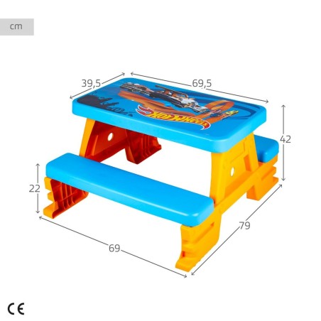 Set Tavolo per Bambini e Portaoggetti Hot Wheels Azzurro Arancio Plastica 69 x 42 x 79 cm