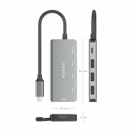 Hub USB Aisens A109-0945 Grigio 100 W