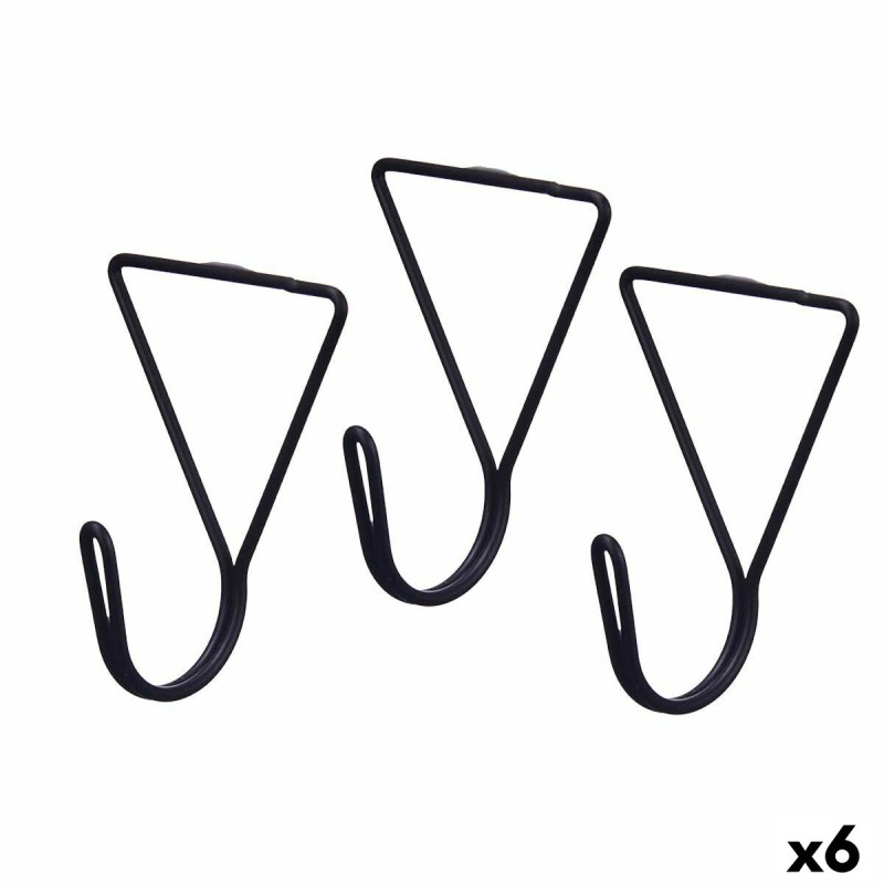 Grucce Gift Decor HA23JHJYX0006B HA23JHJYX0006B Nero Metallo Triangolare Set 3 Pezzi (6 Unità)