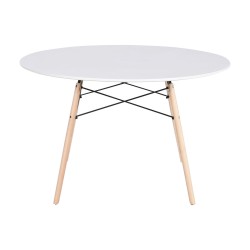 Tavolo da Pranzo Home ESPRIT Bianco Nero Naturale Betulla Legno MDF 120 x 120 x 74 cm