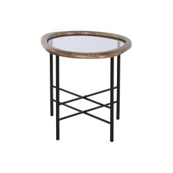 Tavolino da Caffè Home ESPRIT Marrone Nero Naturale Cristallo Legno di abete 61 x 50 x 53 cm
