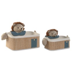 Set di Cestini Home ESPRIT Verde Naturale 40 x 32 x 27 cm 2 Pezzi