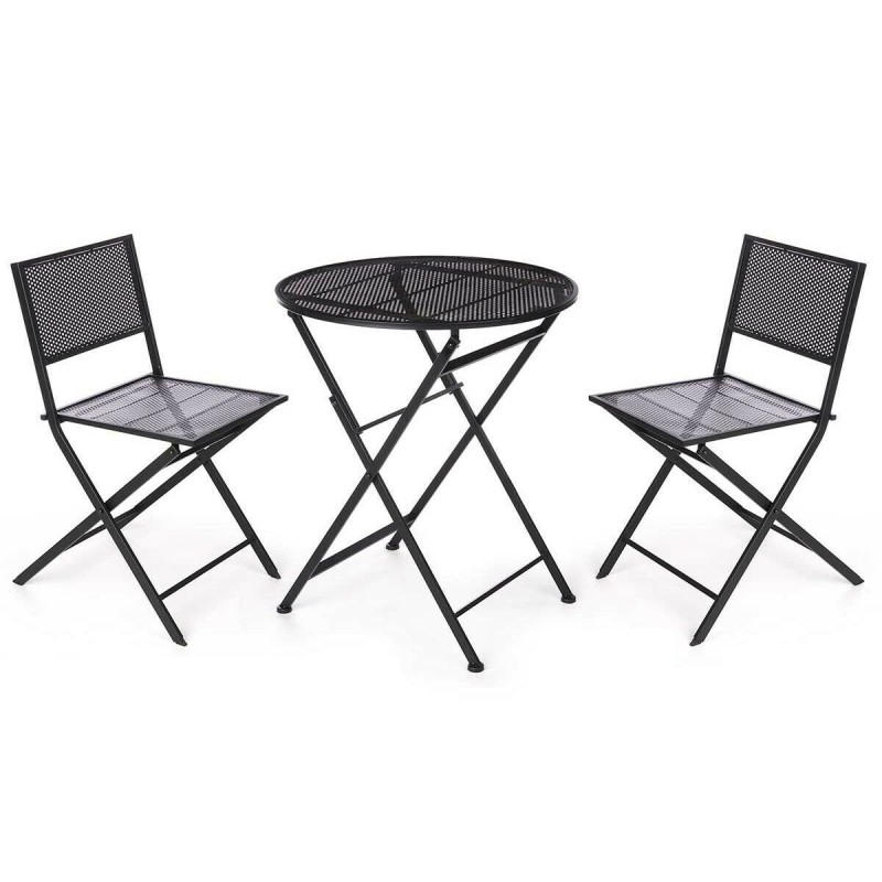 Tavolo con 2 sedie Ibergarden HS23377/78 HS23377/78 Nero 96 x 60 x 22,5 cm