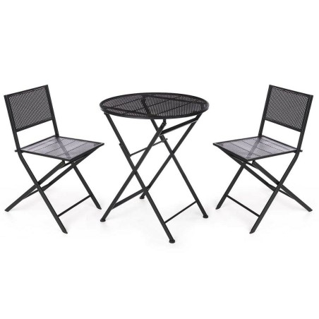 Tavolo con 2 sedie Ibergarden HS23377/78 HS23377/78 Nero 96 x 60 x 22,5 cm