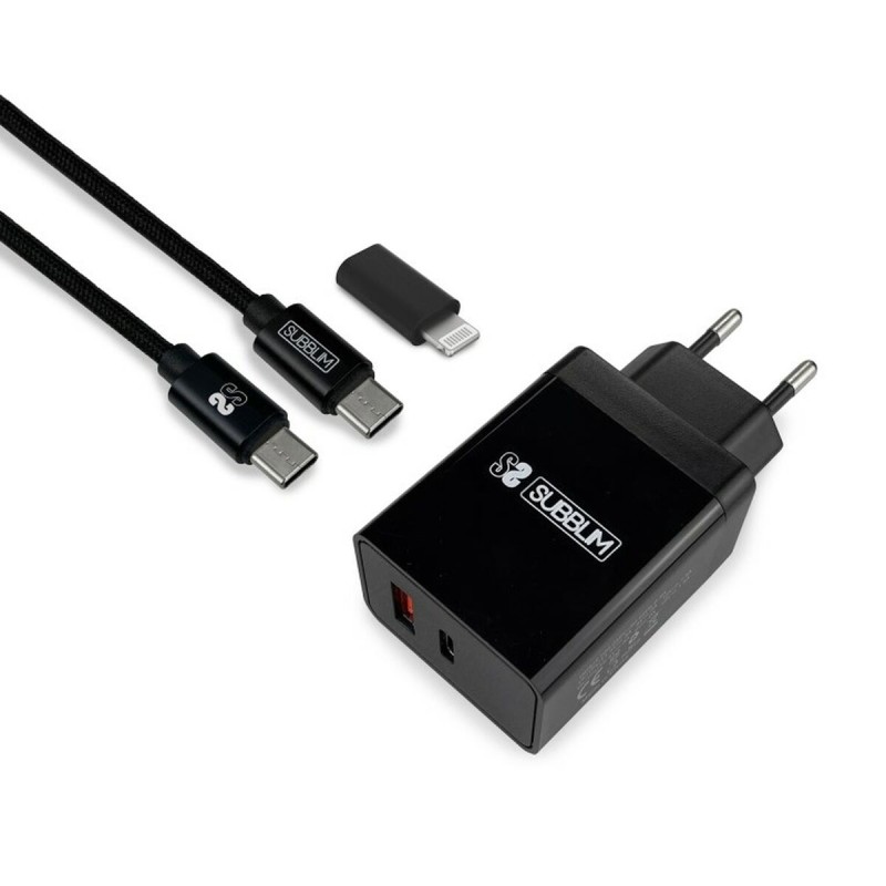 Caricabatterie da Parete Subblim SUBCHG-3WPD11 Nero