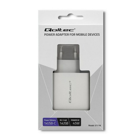 Caricabatterie da Parete Qoltec 51718 Bianco 45 W (1 Unità)