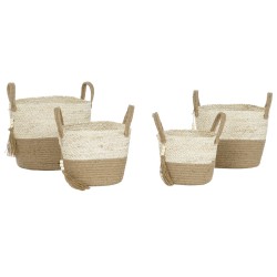 Set di Cestini Home ESPRIT Naturale Marrone Chiaro Juta Fibra di mais Moderno 40 x 40 x 41 cm