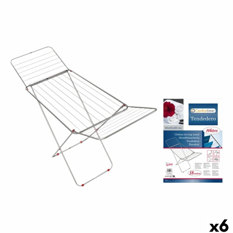 Stendibiancheria Pieghevole 18 m Confortime Hibisco Argentato Metallo 180 x 55 x 109 cm (6 Unità) Stendibiancheria Pieghevole 18 m Confortime Hibisco Argentato Metallo 180 x 55 x 109 cm (6 Unità)