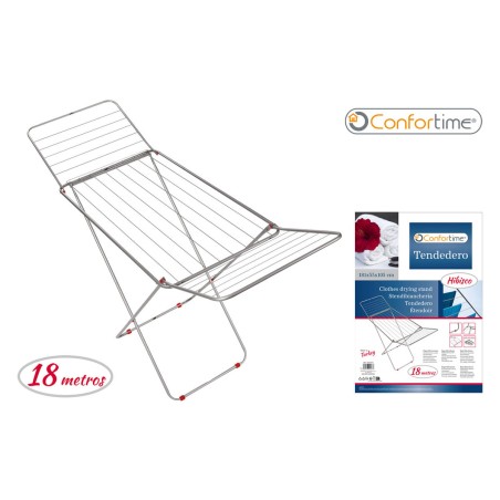 Stendibiancheria Pieghevole 18 m Confortime Hibisco Argentato Metallo 180 x 55 x 109 cm (6 Unità)