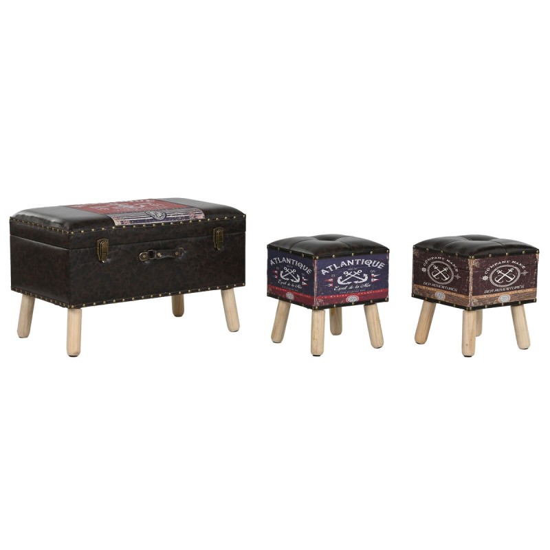 Set di Bauli Home ESPRIT Marrone Multicolore Poliuretano Legno Vintage 70 x 40 x 45 cm (3 Unità) Set di Bauli Home ESPRIT Marrone Multicolore Poliuretano Legno Vintage 70 x 40 x 45 cm (3 Unità)