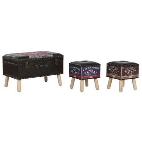 Set di Bauli Home ESPRIT Marrone Multicolore Poliuretano Legno Vintage 70 x 40 x 45 cm (3 Unità)