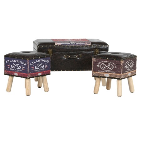 Set di Bauli Home ESPRIT Marrone Multicolore Poliuretano Legno Vintage 70 x 40 x 45 cm (3 Unità)