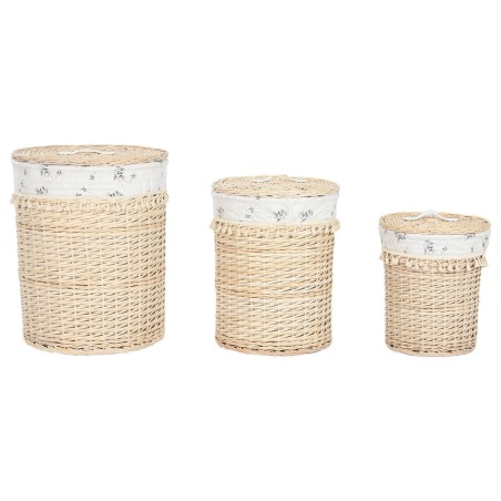 Cesto per i Panni Sporchi Home ESPRIT Naturale vimini Shabby Chic 45 x 45 x 55 cm 3 Pezzi