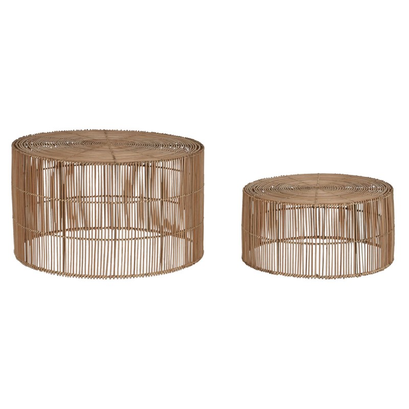 Set di 2 tavoli Home ESPRIT Naturale 70 x 70 x 40 cm Set di 2 tavoli Home ESPRIT Naturale 70 x 70 x 40 cm