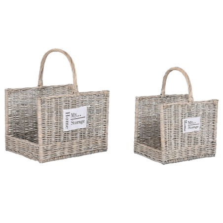 Supporto per Legna Home ESPRIT Naturale vimini 47 x 35 x 54 cm