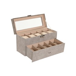 Scatola-Portagioie Home ESPRIT Grigio Poliuretano Cristallo Legno MDF 27,5 x 11 x 15 cm