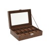 Scatola-Portagioie Home ESPRIT Marrone Poliuretano Cristallo Legno MDF 30 x 20 x 8 cm