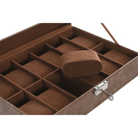 Scatola-Portagioie Home ESPRIT Marrone Poliuretano Cristallo Legno MDF 30 x 20 x 8 cm