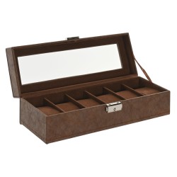 Scatola-Portagioie Home ESPRIT Marrone Poliuretano Cristallo Legno MDF 30 x 10 x 8 cm