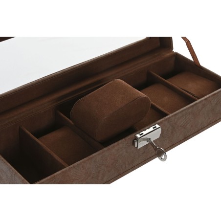 Scatola-Portagioie Home ESPRIT Marrone Poliuretano Cristallo Legno MDF 30 x 10 x 8 cm