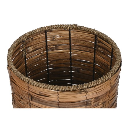 Set di vasi da fiori Home ESPRIT Marrone Metallo Rattan Tropicale 31 x 31 x 27 cm