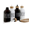 Dispenser di Sapone Home ESPRIT Bianco Nero Bambù Cristallo 350 ml 15,5 x 8 x 19 cm (2 Unità)