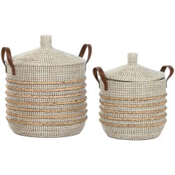 Set di Cestini Home ESPRIT Marrone Naturale Erba di mare (2 Pezzi)