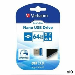 Memoria USB Verbatim NANO STORE'N'STAY Azzurro Nero 64 GB (10 Unità)