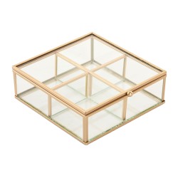 Scatola-Portagioie Home ESPRIT Dorato Metallo Cristallo 15 x 16 x 5 cm